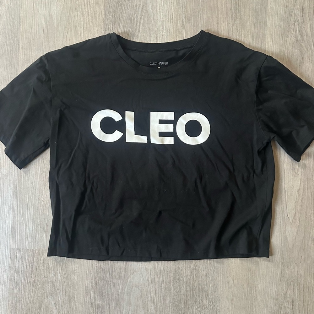 Cleo Harper Black and White Logo Crop Top